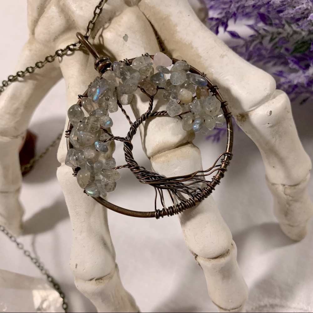 Labradorite Tree of Life Bronze Necklace